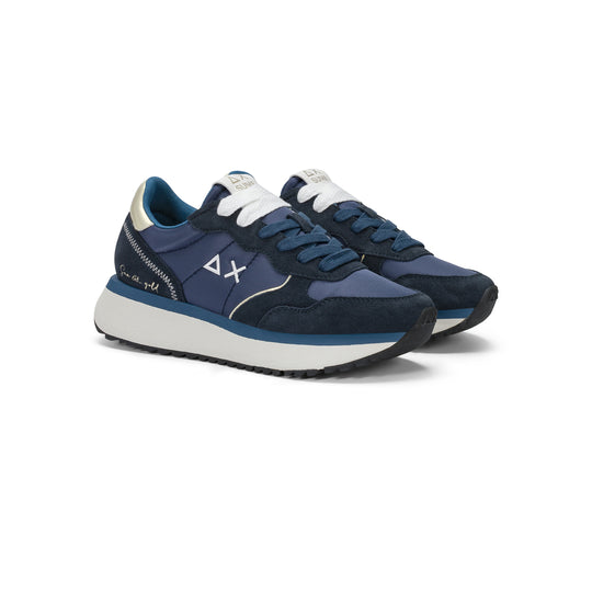 Navy blue Big Ally Gold suede and nylon sneaker