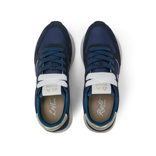 Navy blue Big Ally Gold suede and nylon sneaker