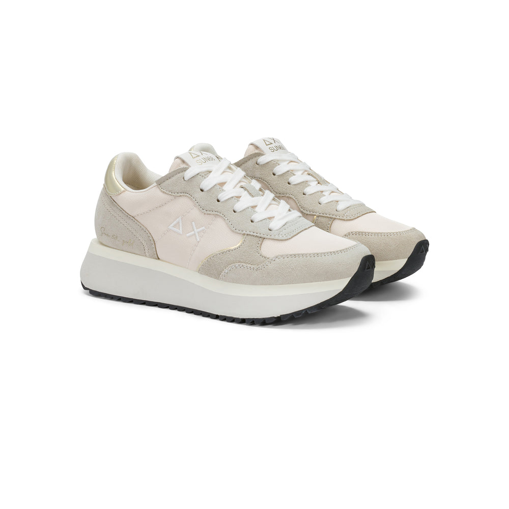 Off white Big Ally Gold suede and nylon sneaker