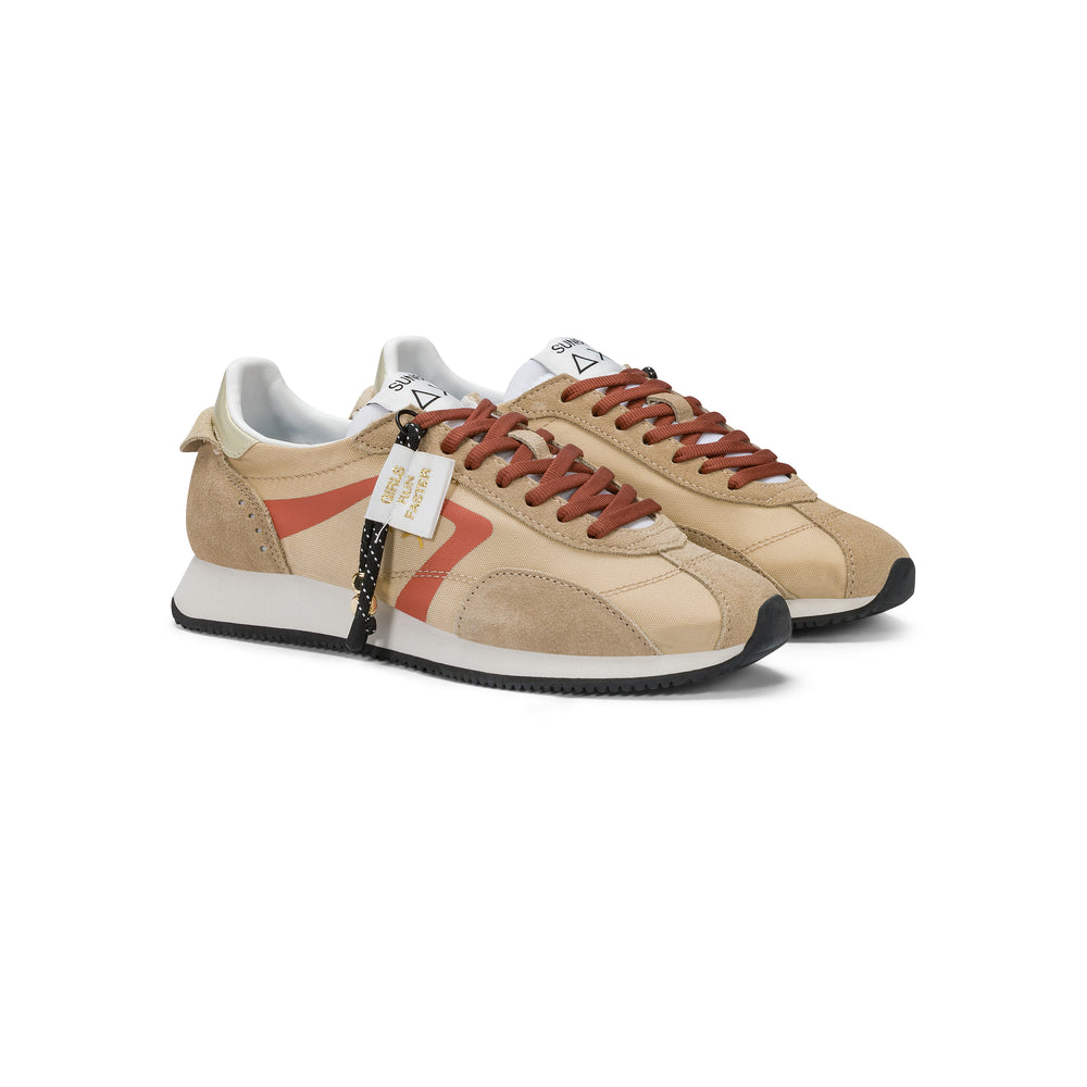 Beige Easy Runner suede and nylon sneaker