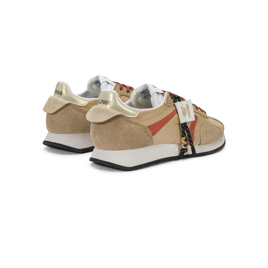 Beige Easy Runner suede and nylon sneaker