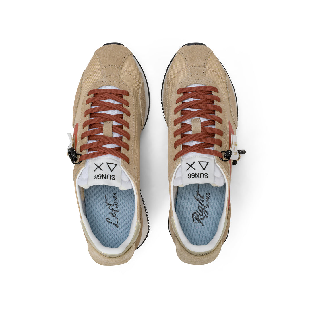 Beige Easy Runner suede and nylon sneaker