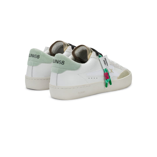 White/aquamarine green Katy leather sneaker