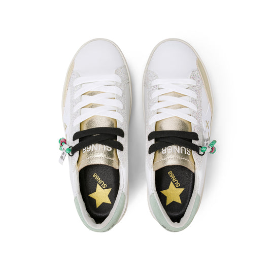 White/aquamarine green Katy leather sneaker