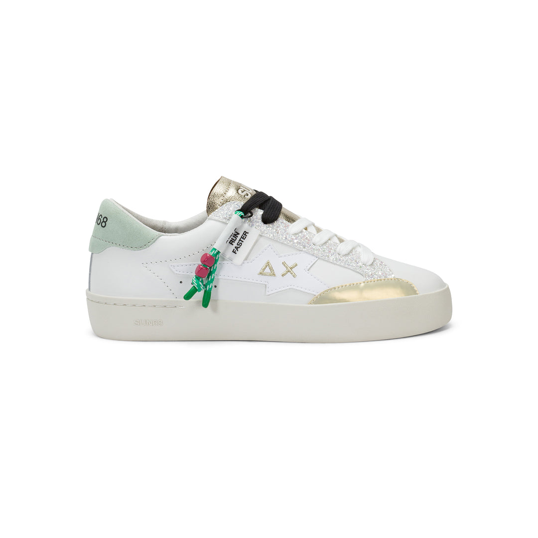 White/aquamarine green Katy leather sneaker