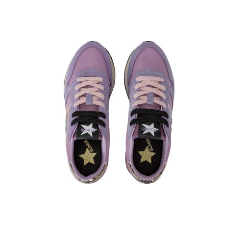SUN68 STARGIRL GLITTER LOGO LILLA SNEAKERS FOR WOMEN