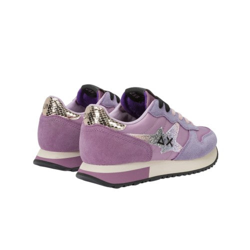 SUN68 STARGIRL GLITTER LOGO LILLA SNEAKERS FOR WOMEN