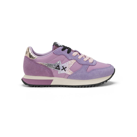SUN68 STARGIRL GLITTER LOGO LILLA SNEAKERS FOR WOMEN