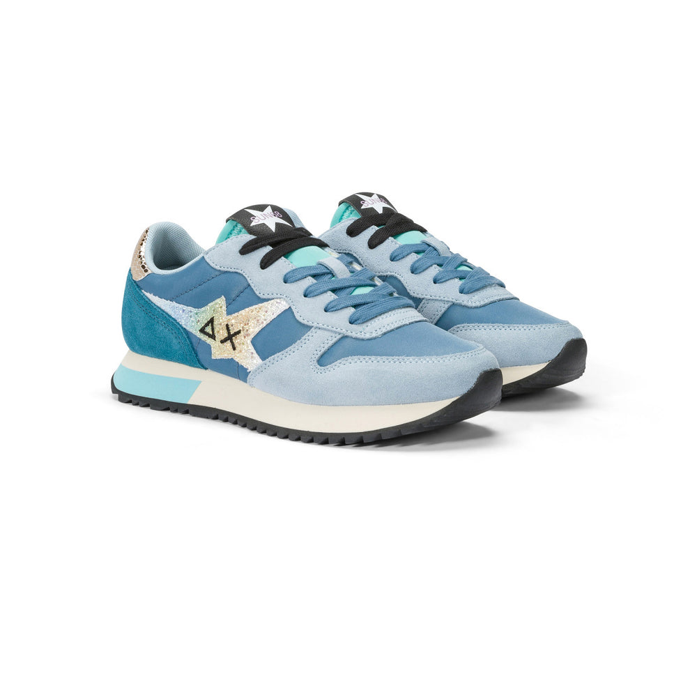 SUN68 STARGIRL GLITTER LOGO SKY BLUE SNEAKERS FOR WOMEN
