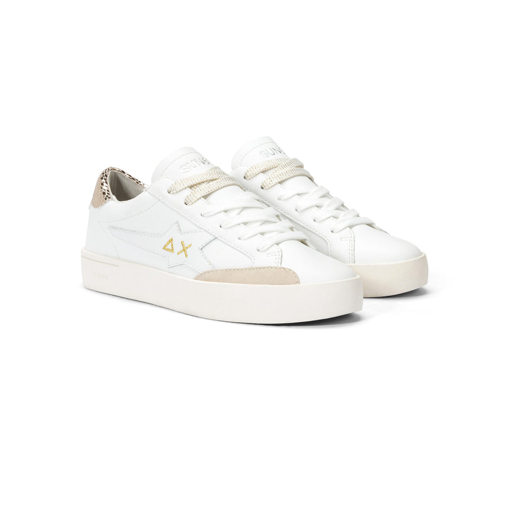 SUN68 KATY LEATHER WHITE/GOLD SNEAKERS FOR WOMEN