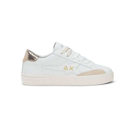 SUN68 KATY LEATHER WHITE/GOLD SNEAKERS FOR WOMEN