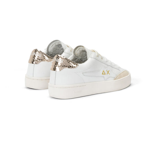 SUN68 KATY LEATHER WHITE/GOLD SNEAKERS FOR WOMEN