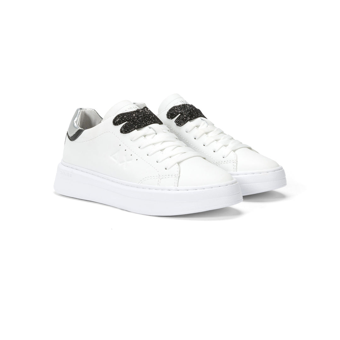 SUN68 GRACE LEATHER WHITE/SILVER SNEAKERS FOR WOMEN