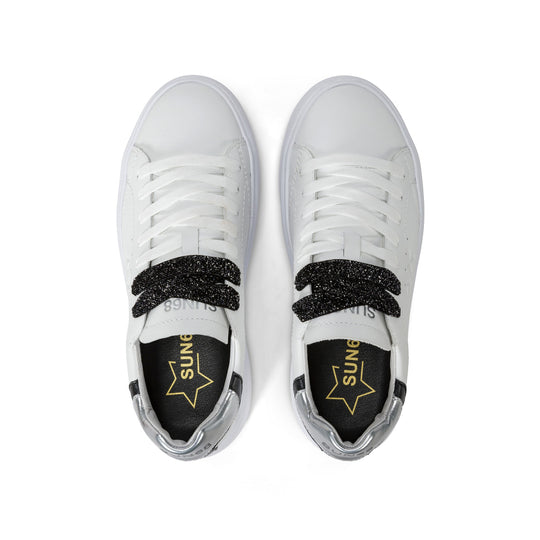 SUN68 GRACE LEATHER WHITE/SILVER SNEAKERS FOR WOMEN