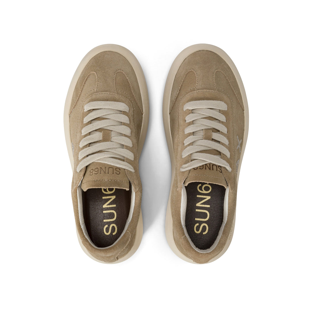 SUN68 JUNO SUEDE DARK BEIGE SNEAKERS FOR WOMEN