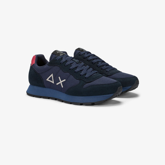 NAVY BLUE/BORDEAUX TOM NYLON AND SUEDE SNEAKER