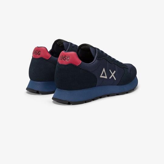 NAVY BLUE/BORDEAUX TOM NYLON AND SUEDE SNEAKER