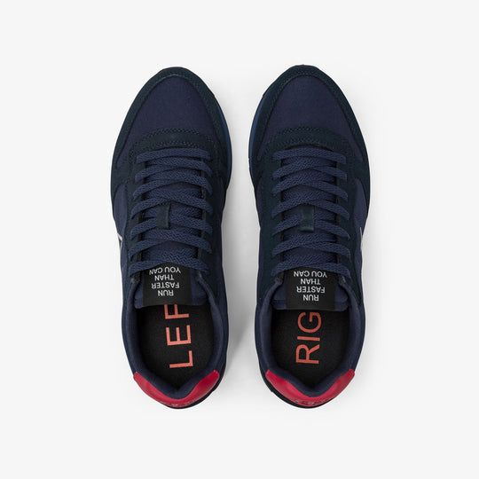 NAVY BLUE/BORDEAUX TOM NYLON AND SUEDE SNEAKER