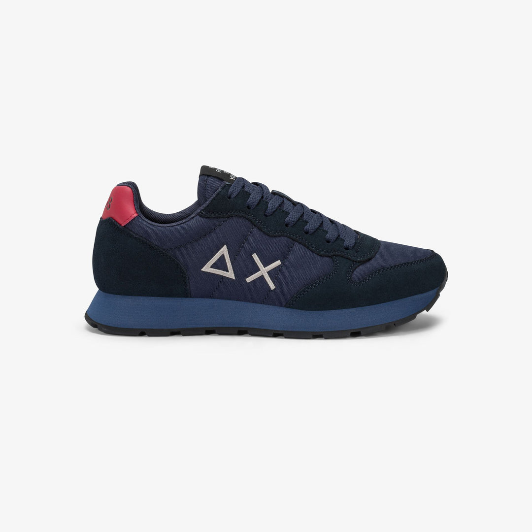 NAVY BLUE/BORDEAUX TOM NYLON AND SUEDE SNEAKER