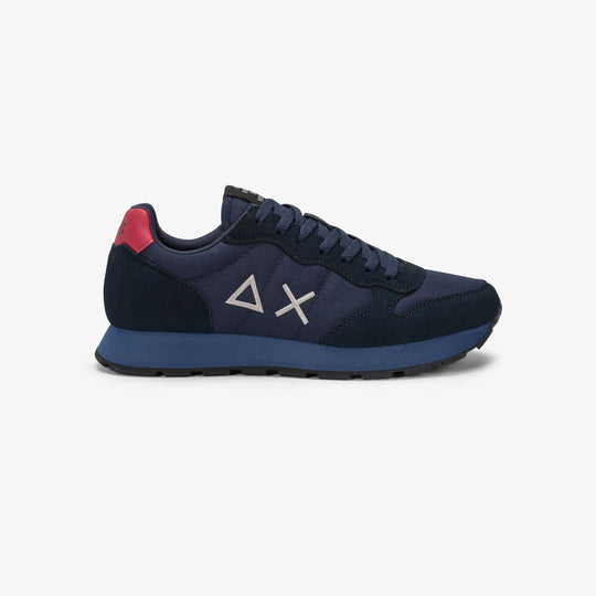 NAVY BLUE/BORDEAUX TOM NYLON AND SUEDE SNEAKER