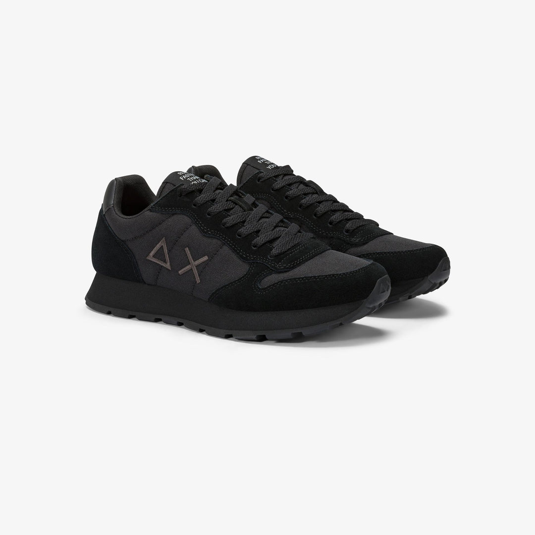 BLACK/DARK GREY TOM NYLON AND SUEDE SNEAKER