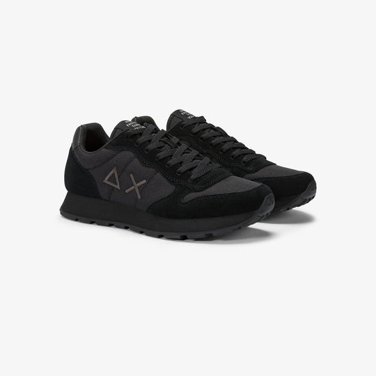 BLACK/DARK GREY TOM NYLON AND SUEDE SNEAKER