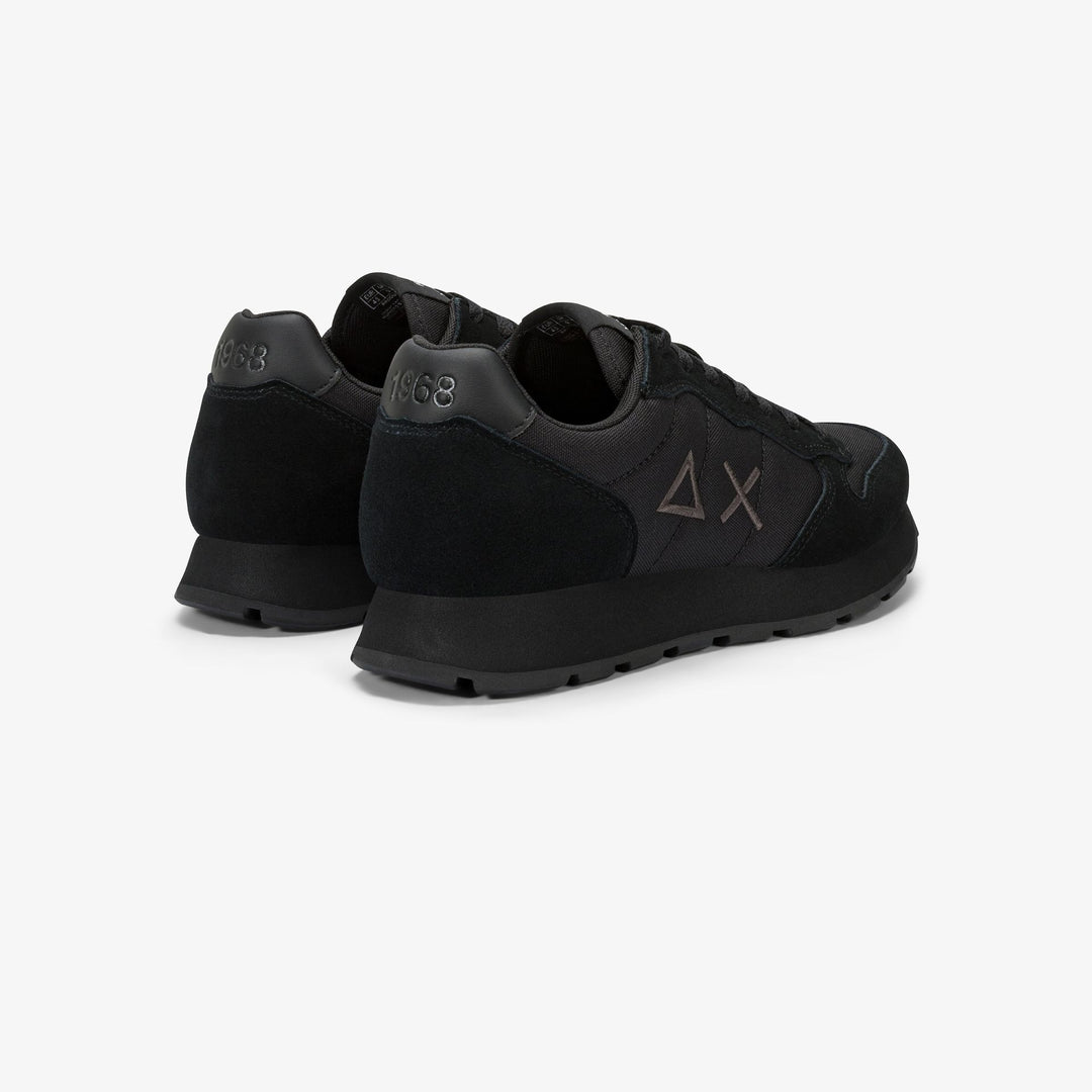 BLACK/DARK GREY TOM NYLON AND SUEDE SNEAKER