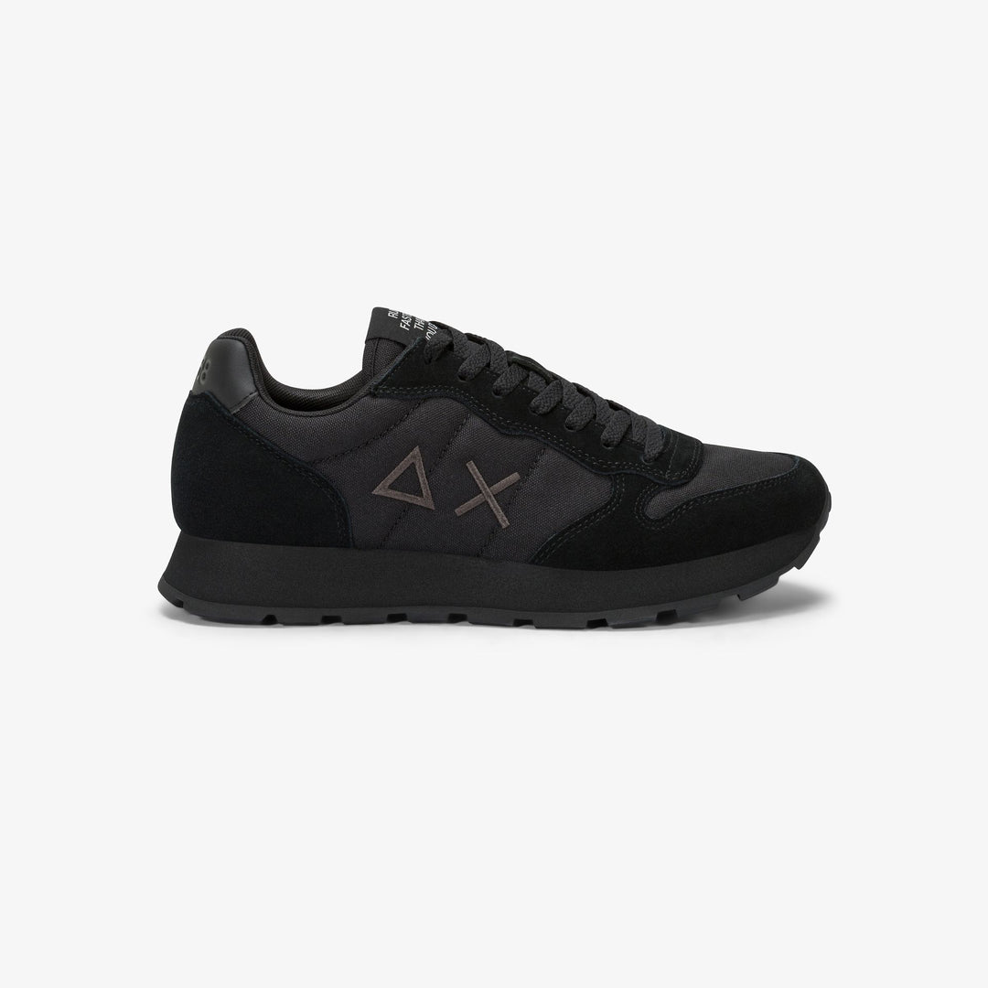 BLACK/DARK GREY TOM NYLON AND SUEDE SNEAKER