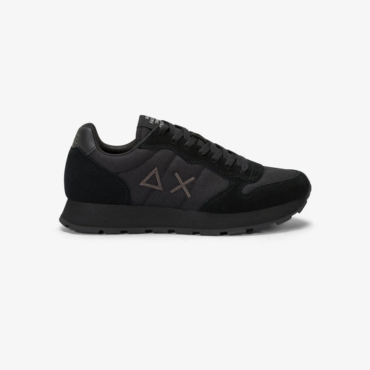 BLACK/DARK GREY TOM NYLON AND SUEDE SNEAKER