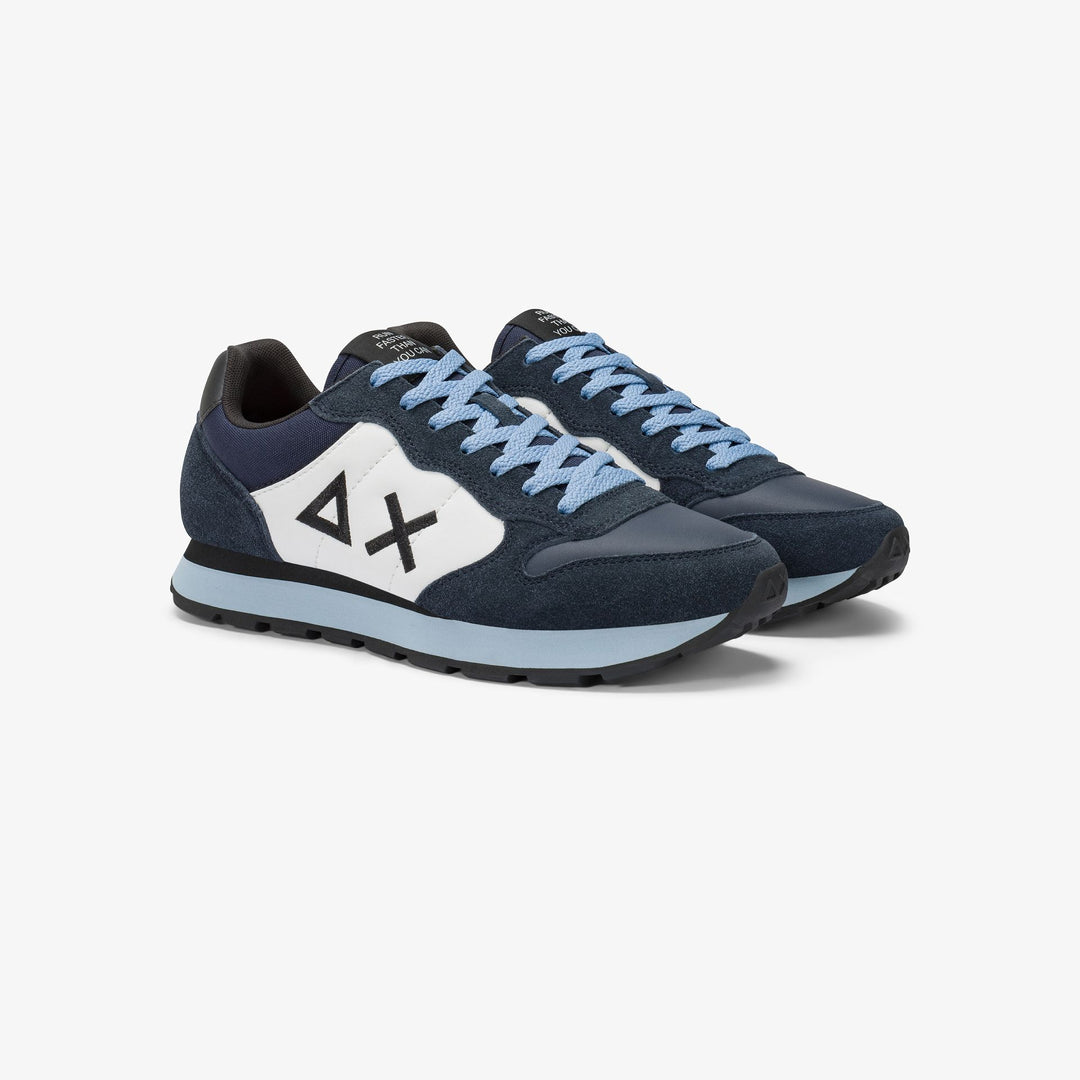 NAVY BLUE TOM COLOR LEATHER AND SUEDE SNEAKER