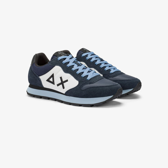 NAVY BLUE TOM COLOR LEATHER AND SUEDE SNEAKER