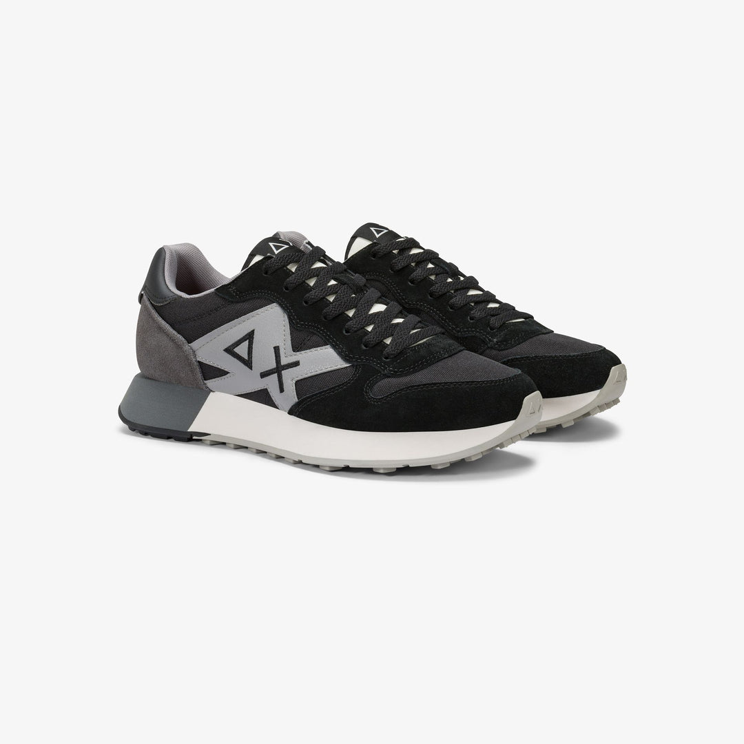 BLACK JAKI SOLID NYLON AND SUEDE SNEAKER - MYHOLDAL LEBANON