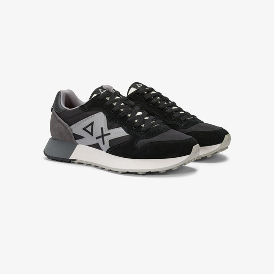 BLACK JAKI SOLID NYLON AND SUEDE SNEAKER - MYHOLDAL LEBANON