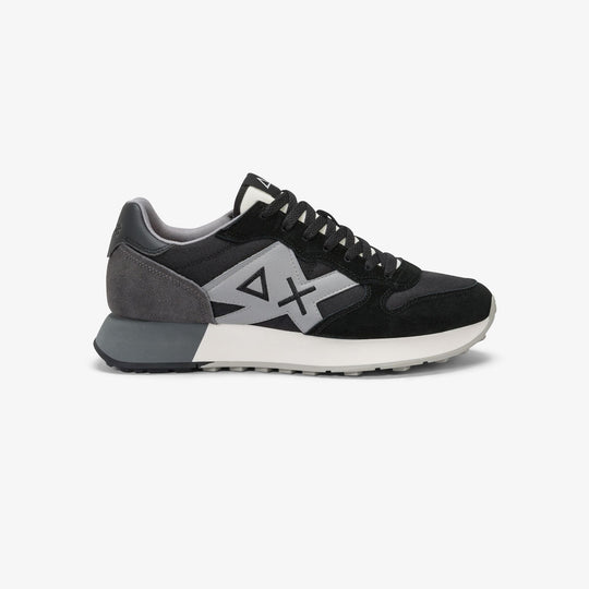 BLACK JAKI SOLID NYLON AND SUEDE SNEAKER - MYHOLDAL LEBANON