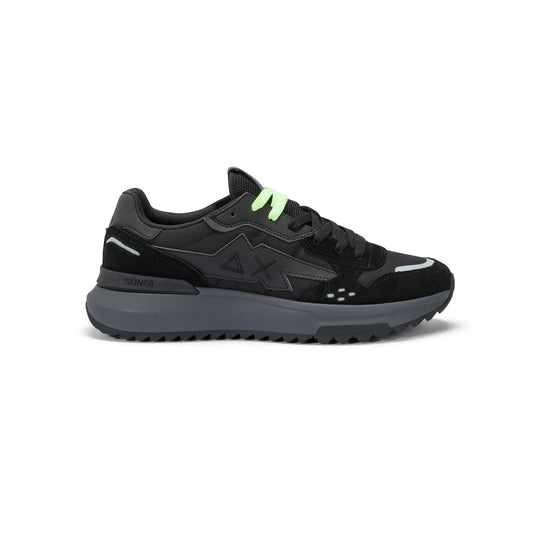 BLACK NIKI 2.0 SPORTY NYLON AND SUEDE SNEAKER