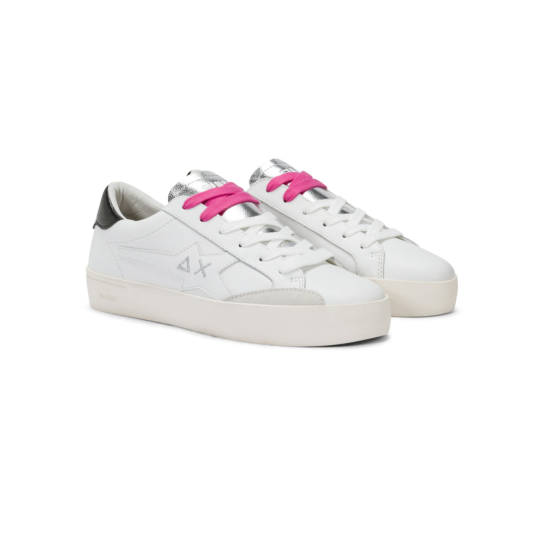 WHITE/BLACK ALLY GOLD SILVER SUEDE AND NYLON SNEAKER - MYHOLDAL LEBANON