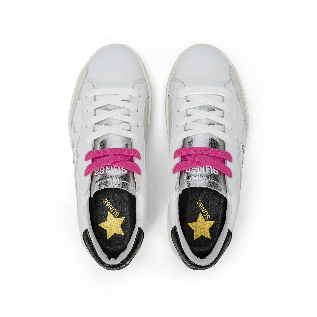 WHITE/BLACK ALLY GOLD SILVER SUEDE AND NYLON SNEAKER - MYHOLDAL LEBANON