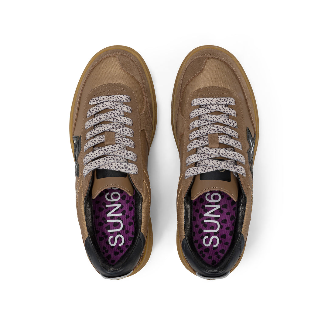 FOX SALLY NYLON AND SUEDE SNEAKER
