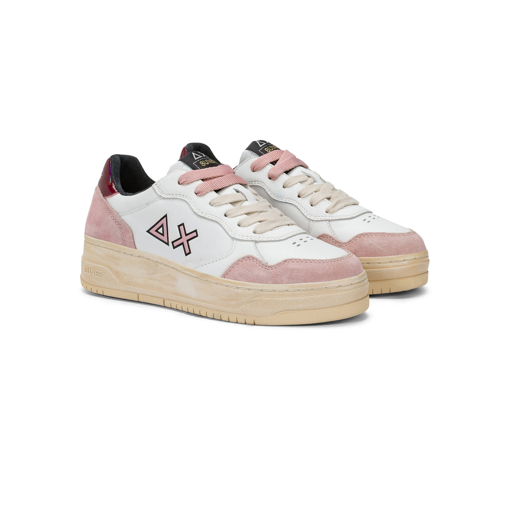 DARK PINK BASKET LOVE LADY LEATHER SNEAKER
