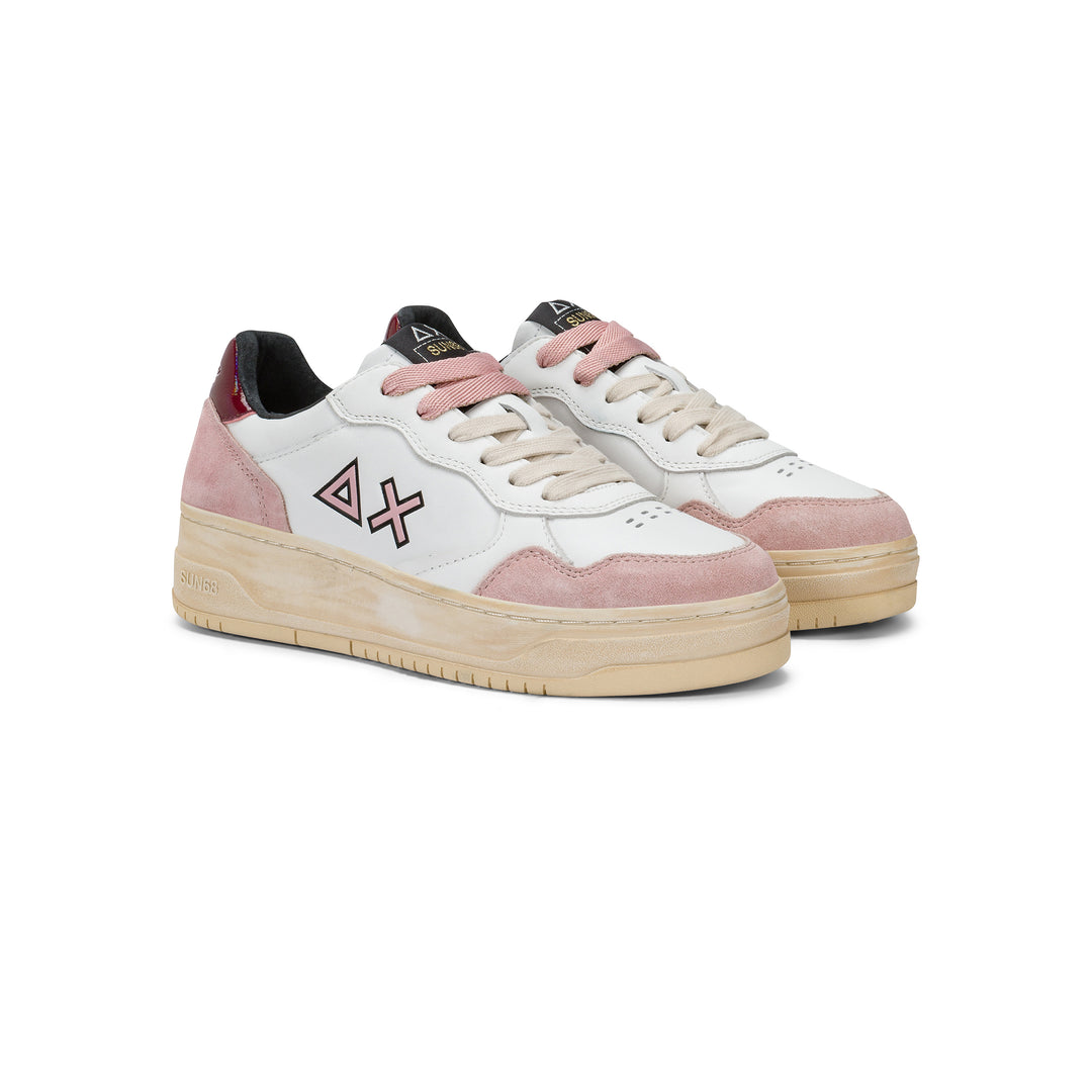 DARK PINK BASKET LOVE LADY LEATHER SNEAKER