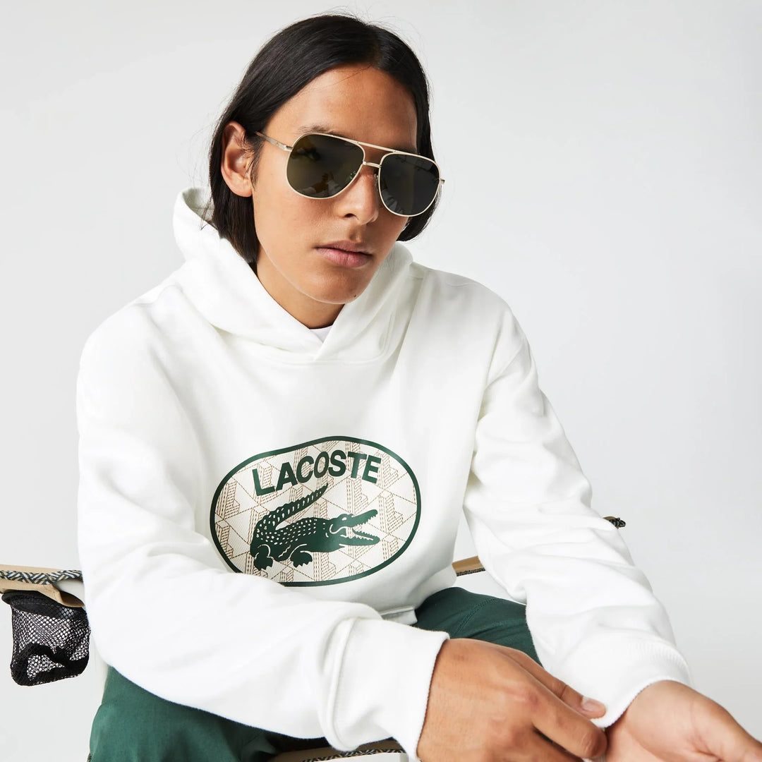 Men's Loose Fit Branded Monogram Hooded Sweatshirt - Sh0067