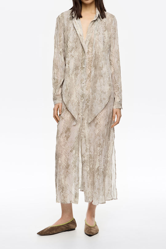 Taupe Snake maxi tie pleated dress