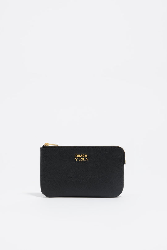 Small black leather purse