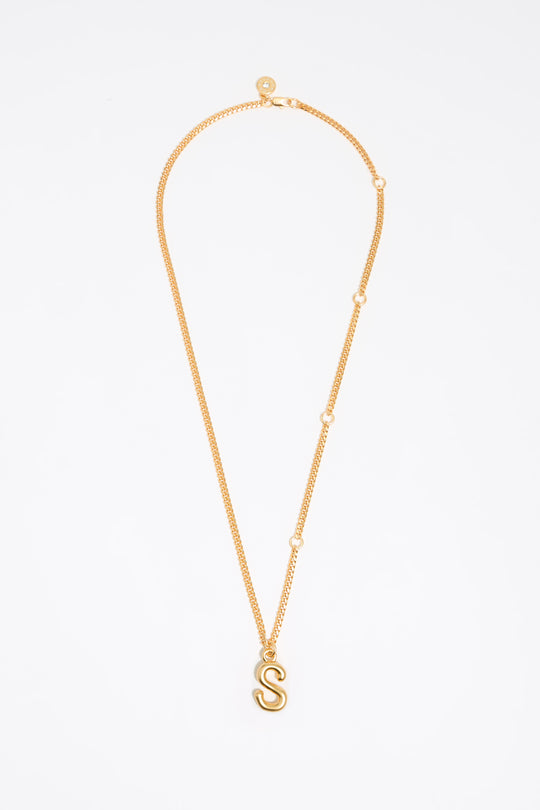 Gold letter S chain necklace