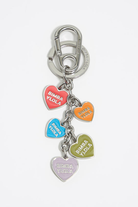 silver hearts key ring