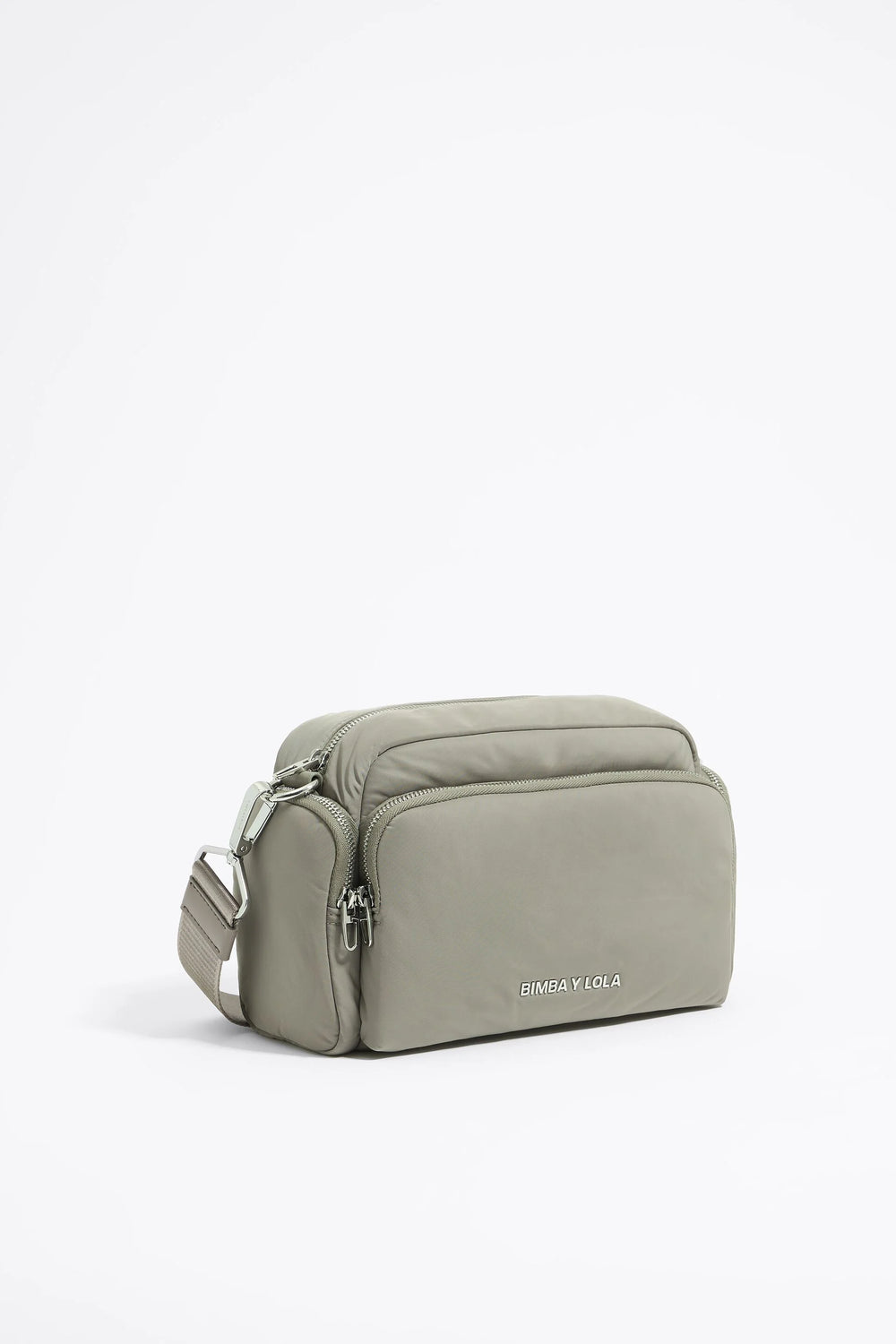 Medium dark stone nylon Pocket crossbody bag