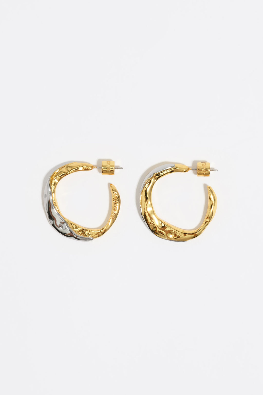 Two-tone textured hoop earrings