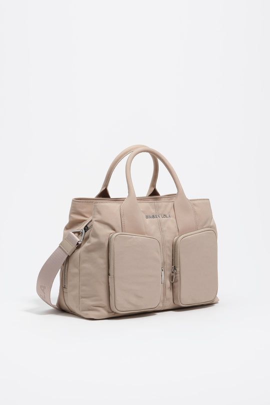 Large stone nylon Pocket handbag