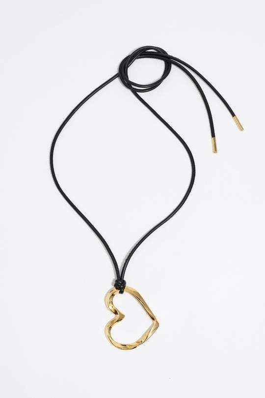 Gold textured heart necklace