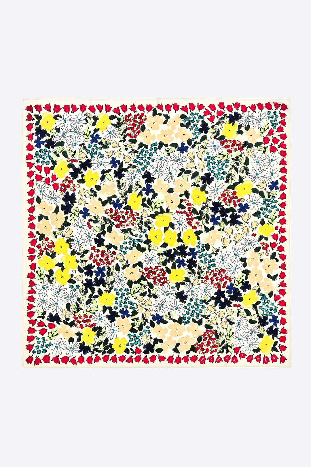Vanilla watercolor flower garden scarf